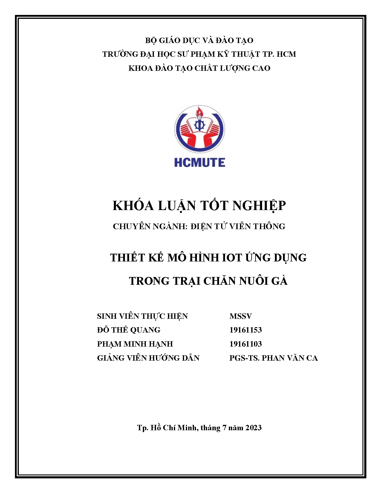 Đồ án tốt nghiệp - Thiết kế mô hình Iot ứng dụng trong trại chăn nuôi gà