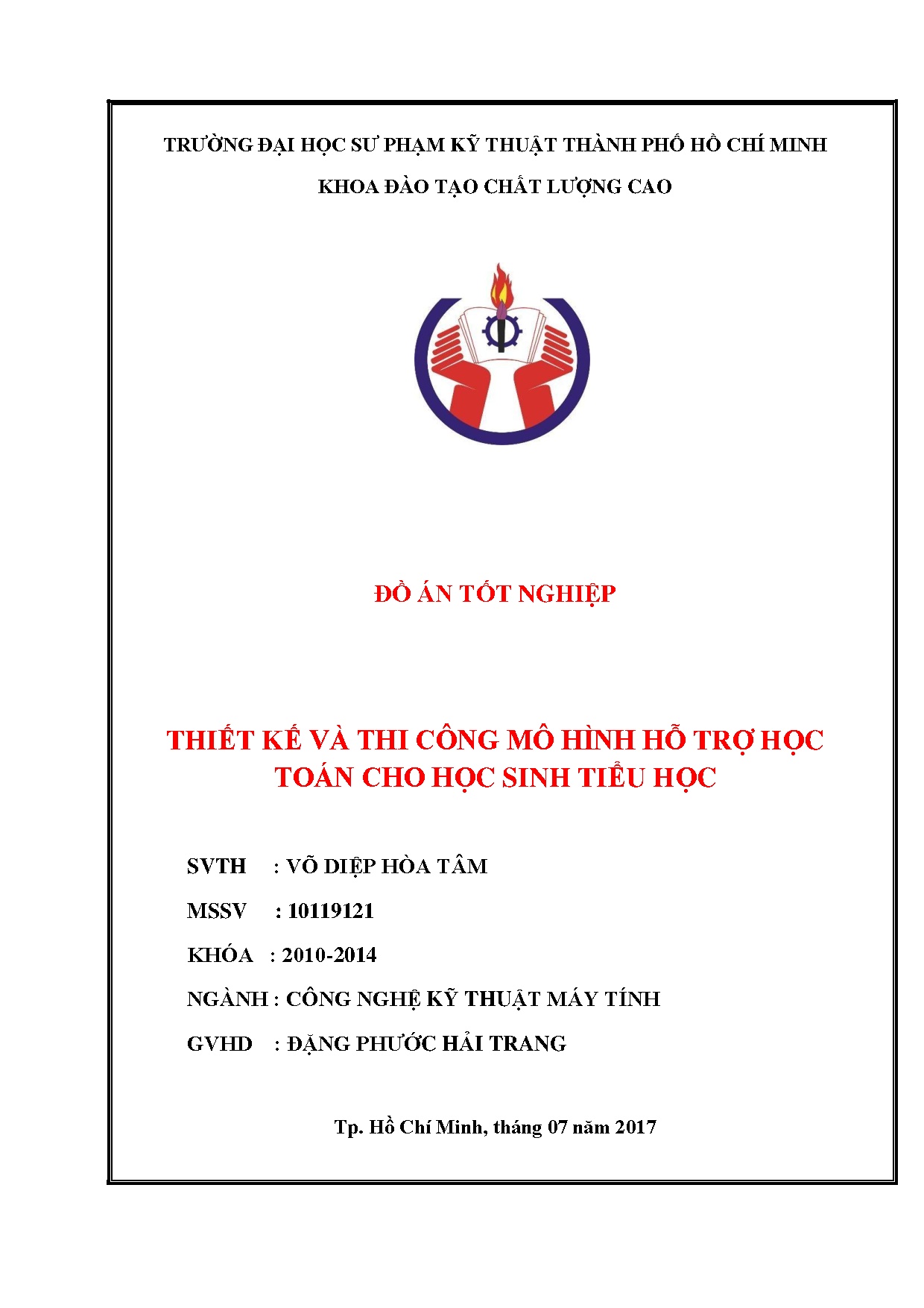 Đồ án tốt nghiệp - Thiết kế và thi công mô hình hỗ trợ học toán cho học sinh tiểu học