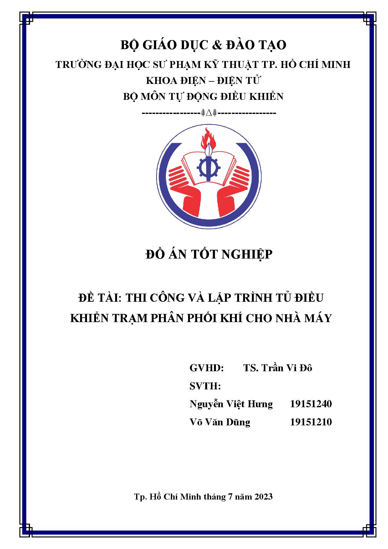 Đồ án tốt nghiệp - Thi công và lập trình tủ điều khiển trạm phân phối khí cho nhà máy