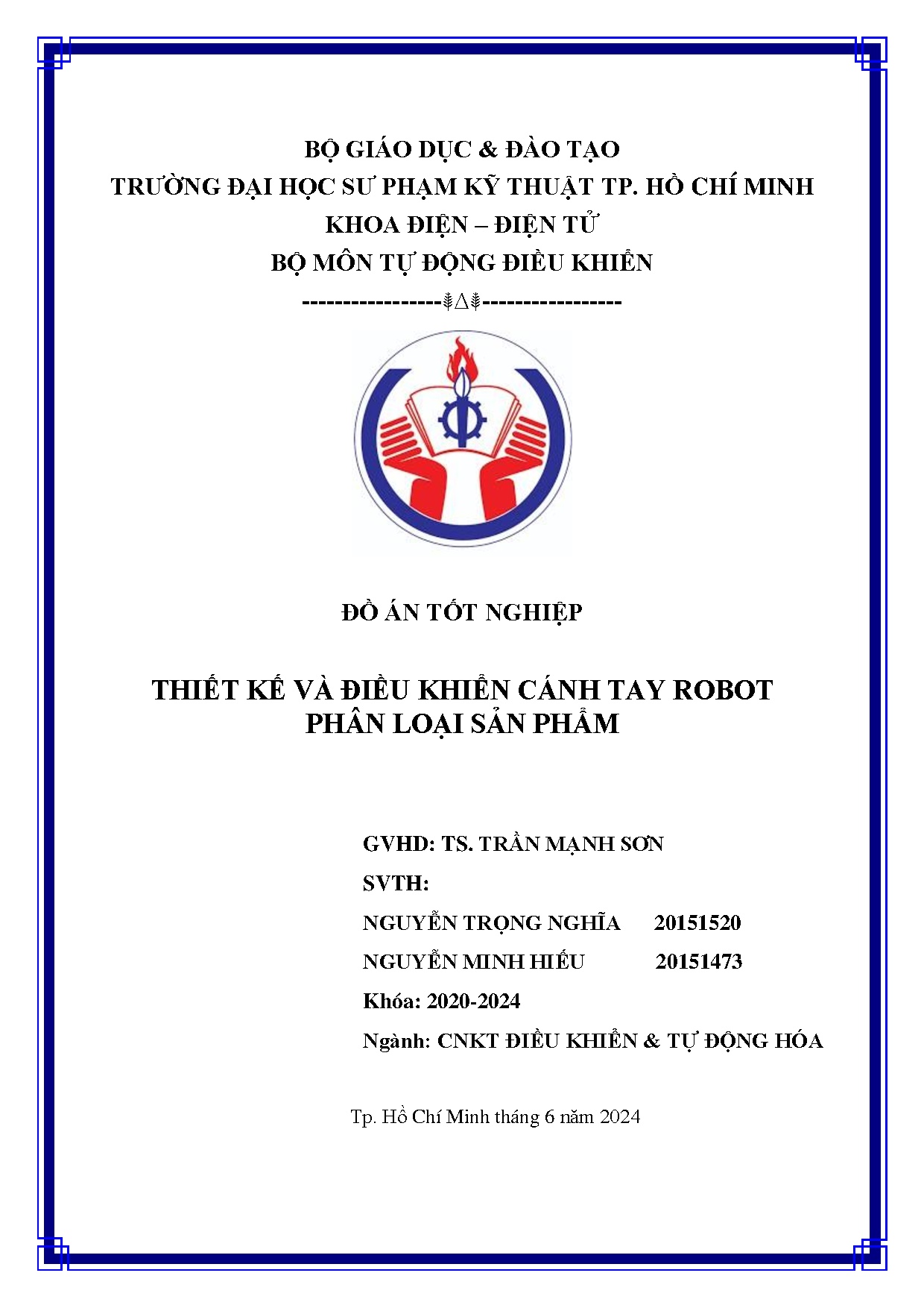 Đồ án tốt nghiệp - Thiết kế và điều khiển cánh tay robot phân loại sản phẩm