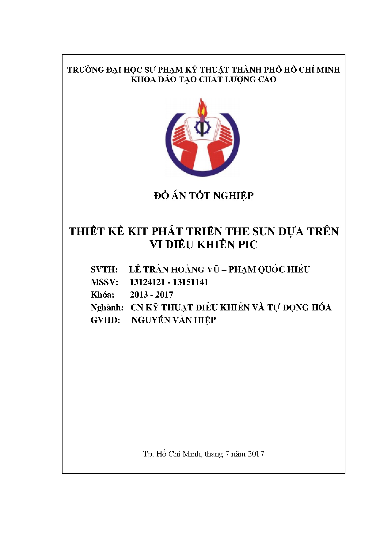 Đồ án tốt nghiệp - Thiết kế Kit phát triển The Sun dựa trên vi điều khiển PIC