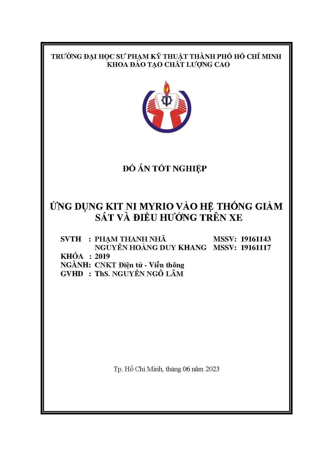 Đồ án tốt nghiệp - Ứng dụng Kit Ni Myrio vào hệ thống giám sát và điều hướng trên xe