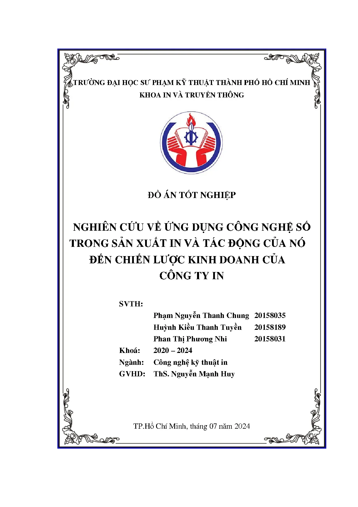 Đồ án tốt nghiệp - Nghiên cứu về ứng dụng công nghệ số trong sản xuất in và tác động của NĐCLKDCCTI