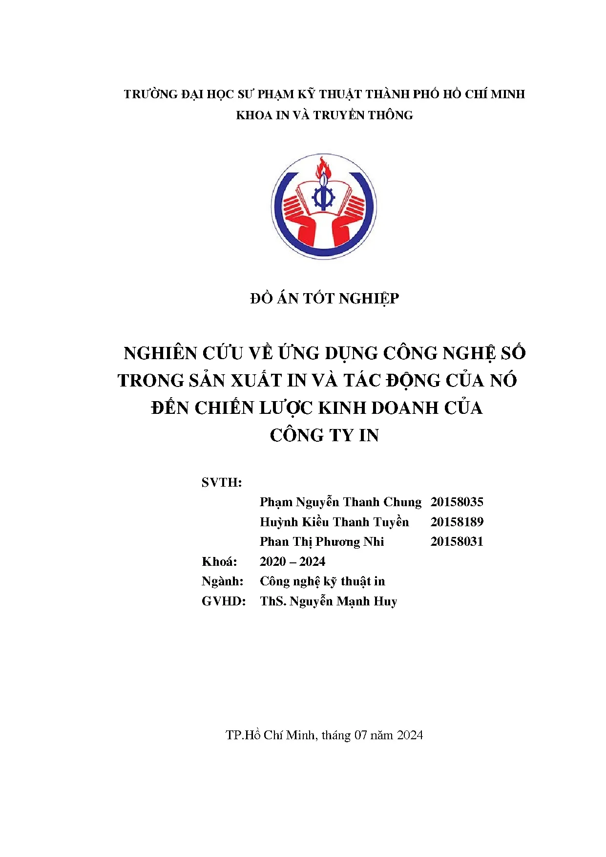Đồ án tốt nghiệp - Nghiên cứu về ứng dụng công nghệ số trong sản xuất in và tác động của NĐCLKDCCTI - Trang 2