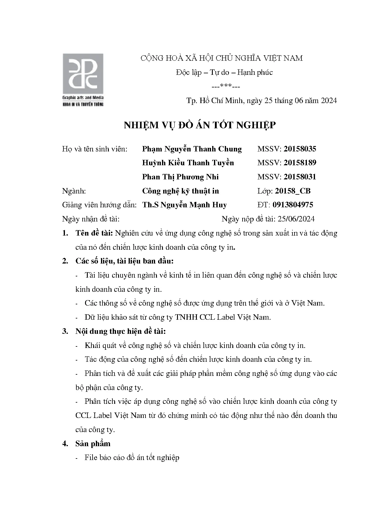 Đồ án tốt nghiệp - Nghiên cứu về ứng dụng công nghệ số trong sản xuất in và tác động của NĐCLKDCCTI - Trang 3