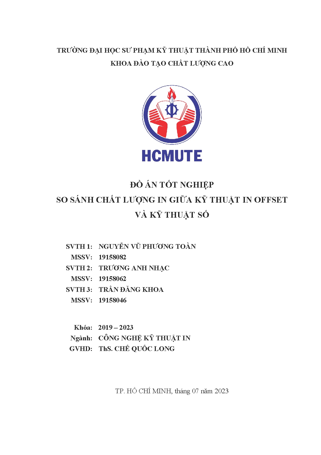Đồ án tốt nghiệp - So sánh chất lượng in giữa kỹ thuật in Offset và kỹ thuật số