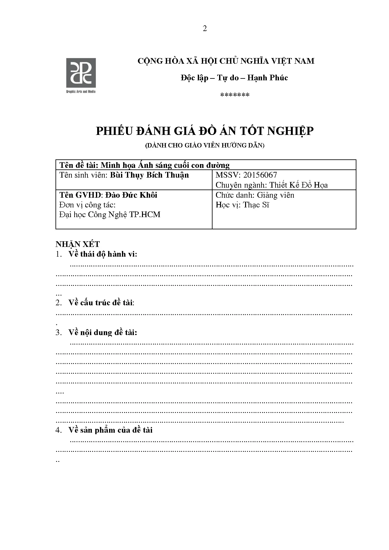 Đồ án tốt nghiệp - Minh họa Ánh sáng cuối con đường - Trang 3