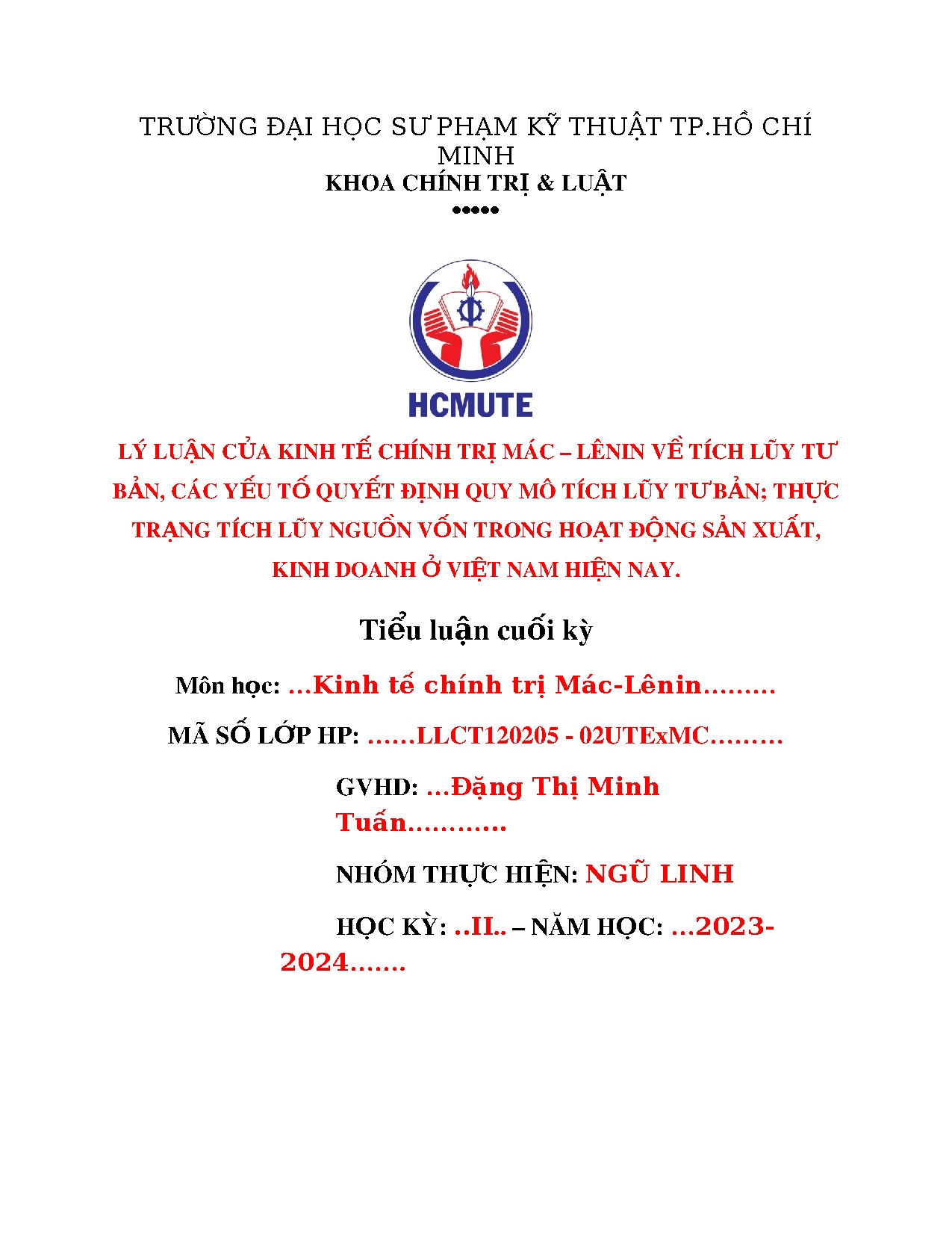 Tiểu luận cuối kỳ kinh tế chính trị