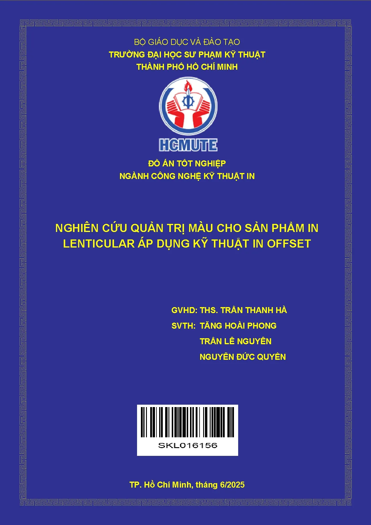 Đồ án tốt nghiệp - Nghiên cứu quản trị màu cho sản phẩm in Lenticular áp dụng kỹ thuật in Offset