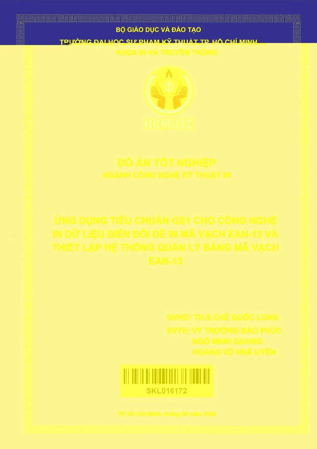 Đồ án tốt nghiệp - Ứng dụng tiêu chuẩn GS1 cho công nghệ in dữ liệu biến đổi đễ in mã VEVTLHTQLBMVE