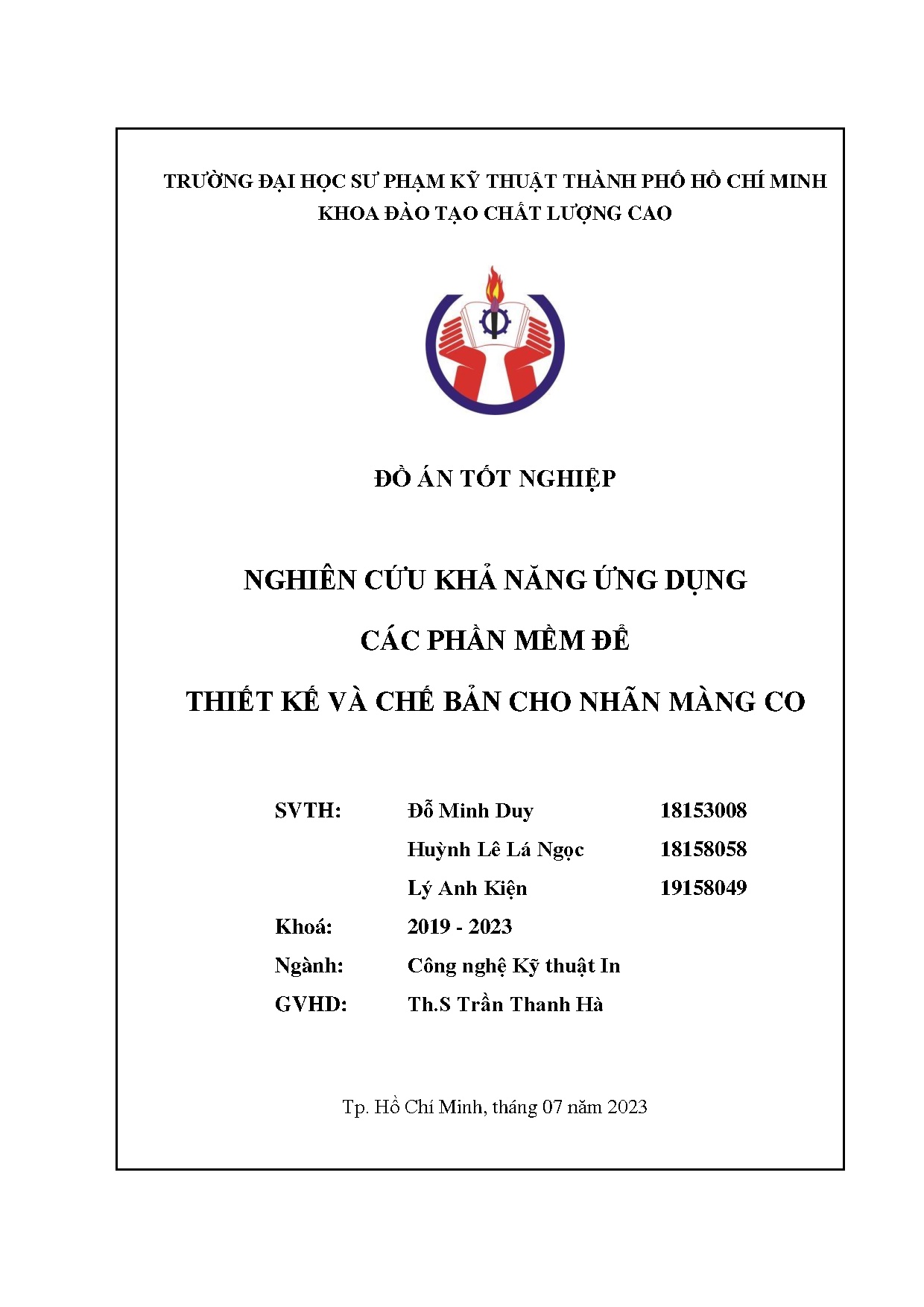 Đồ án tốt nghiệp - Nghiên cứu khả năng ứng dụng các phần mềm để thiết kế và chế bản cho nhãn màng co