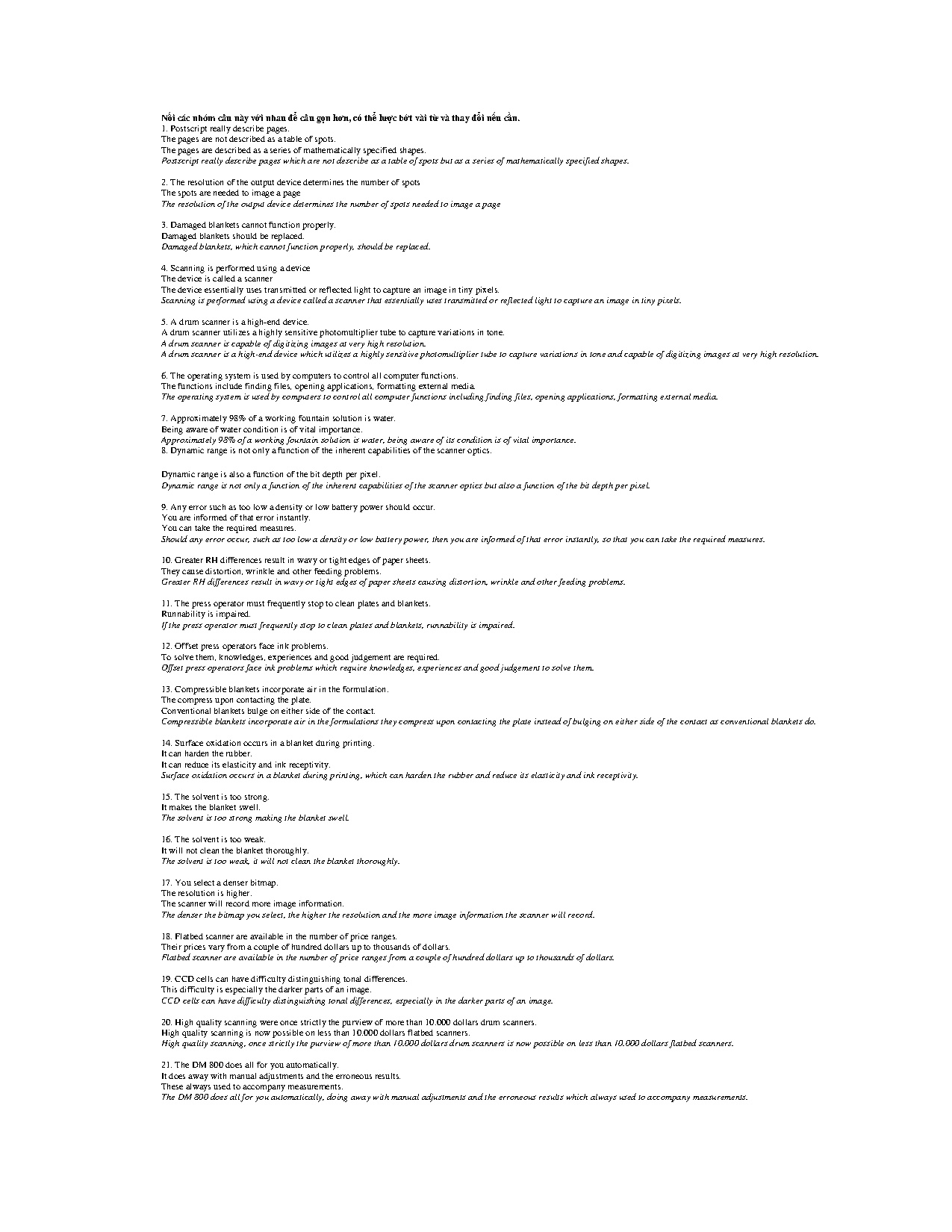 Nối câu - Anh văn chuyên ngành