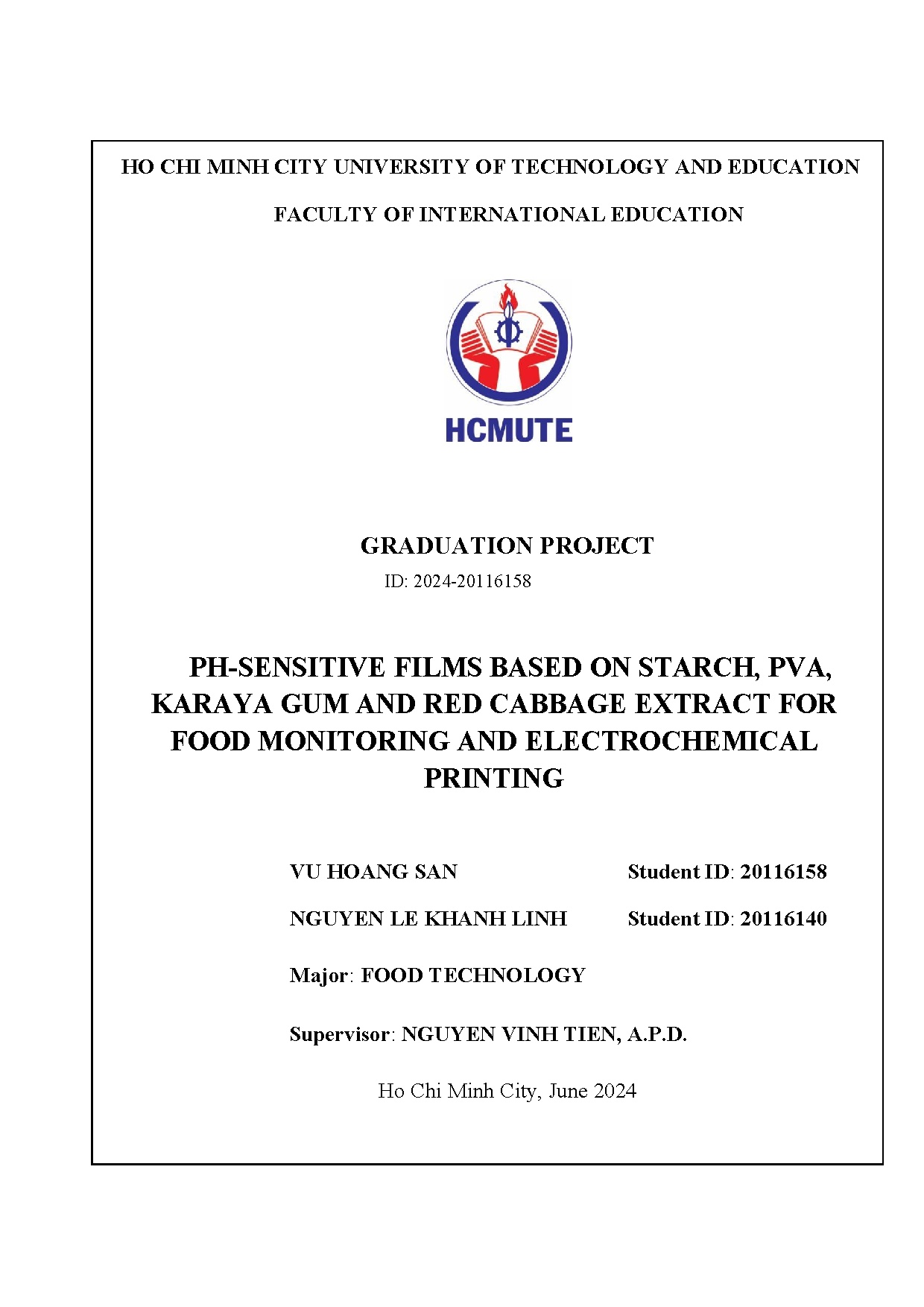 Đồ án tốt nghiệp - Ph-sensitive films based on starch, PVA, karaya gum and red cabbage EFFMAEP