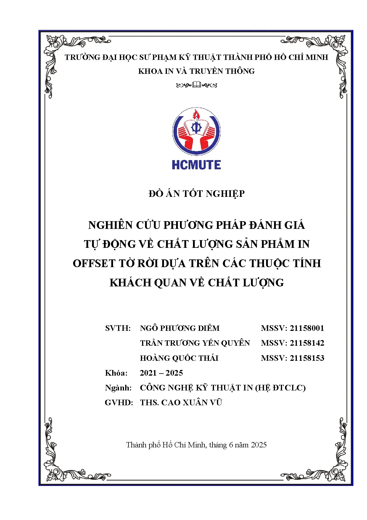 Đồ án tốt nghiệp - Nghiên cứu phương pháp đánh giá tự động về chất lượng sản phẩm in OTRDTCTTKQVCL