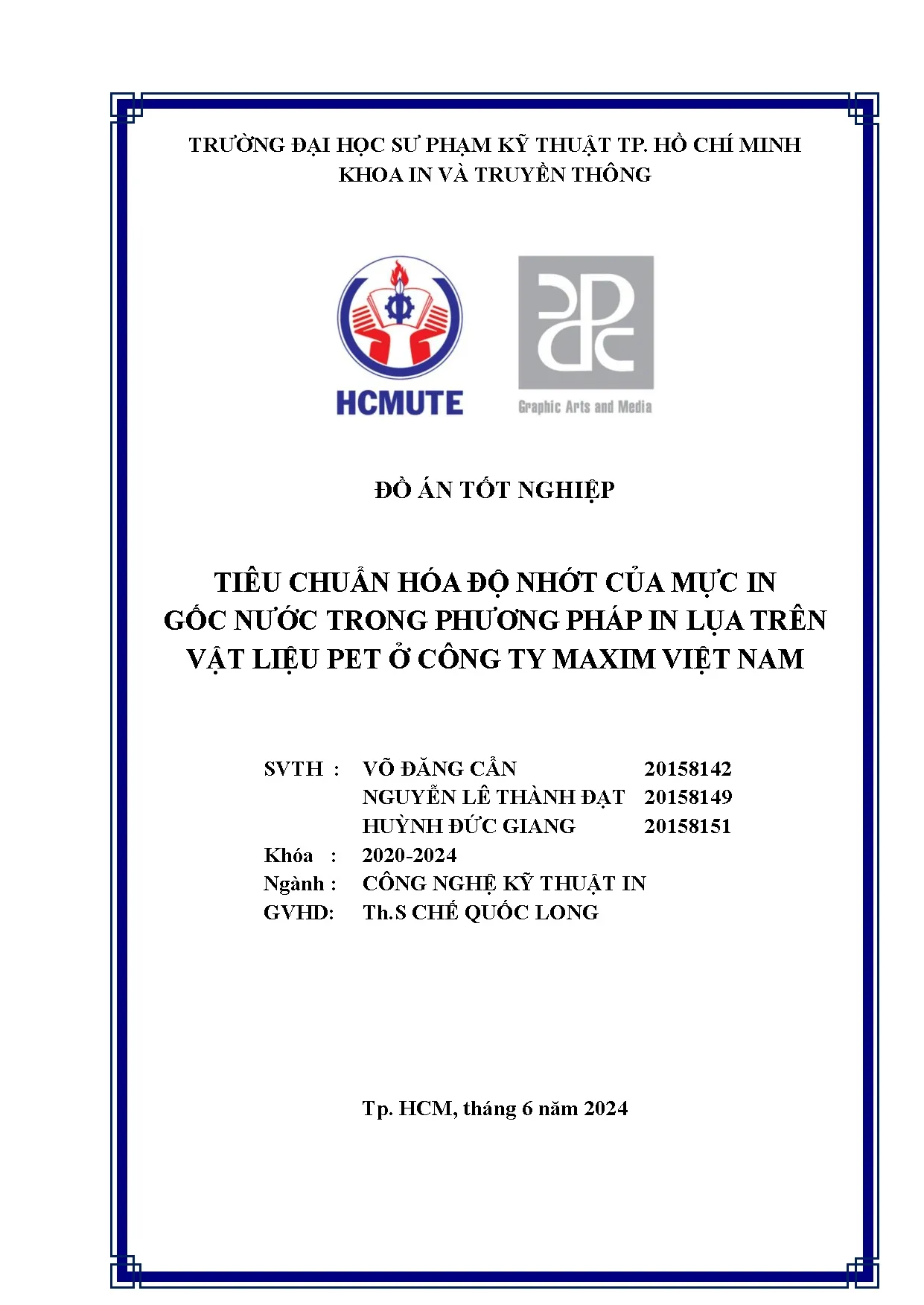 Đồ án tốt nghiệp - Tiêu chuẩn hóa độ nhớt của mực in gốc nước trong phương pháp in lụa TVLP ở CTMVN - Trang 2