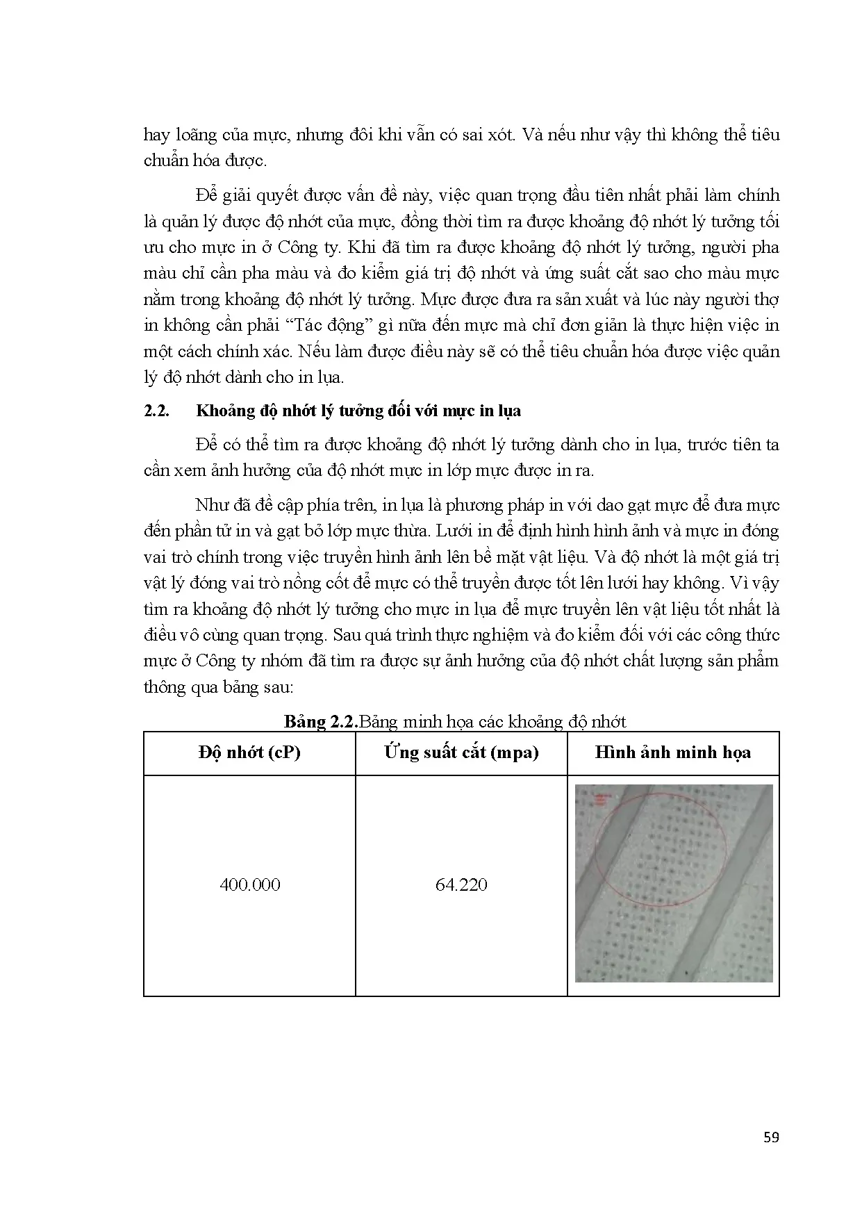 Đồ án tốt nghiệp - Tiêu chuẩn hóa độ nhớt của mực in gốc nước trong phương pháp in lụa TVLP ở CTMVN - Trang 61