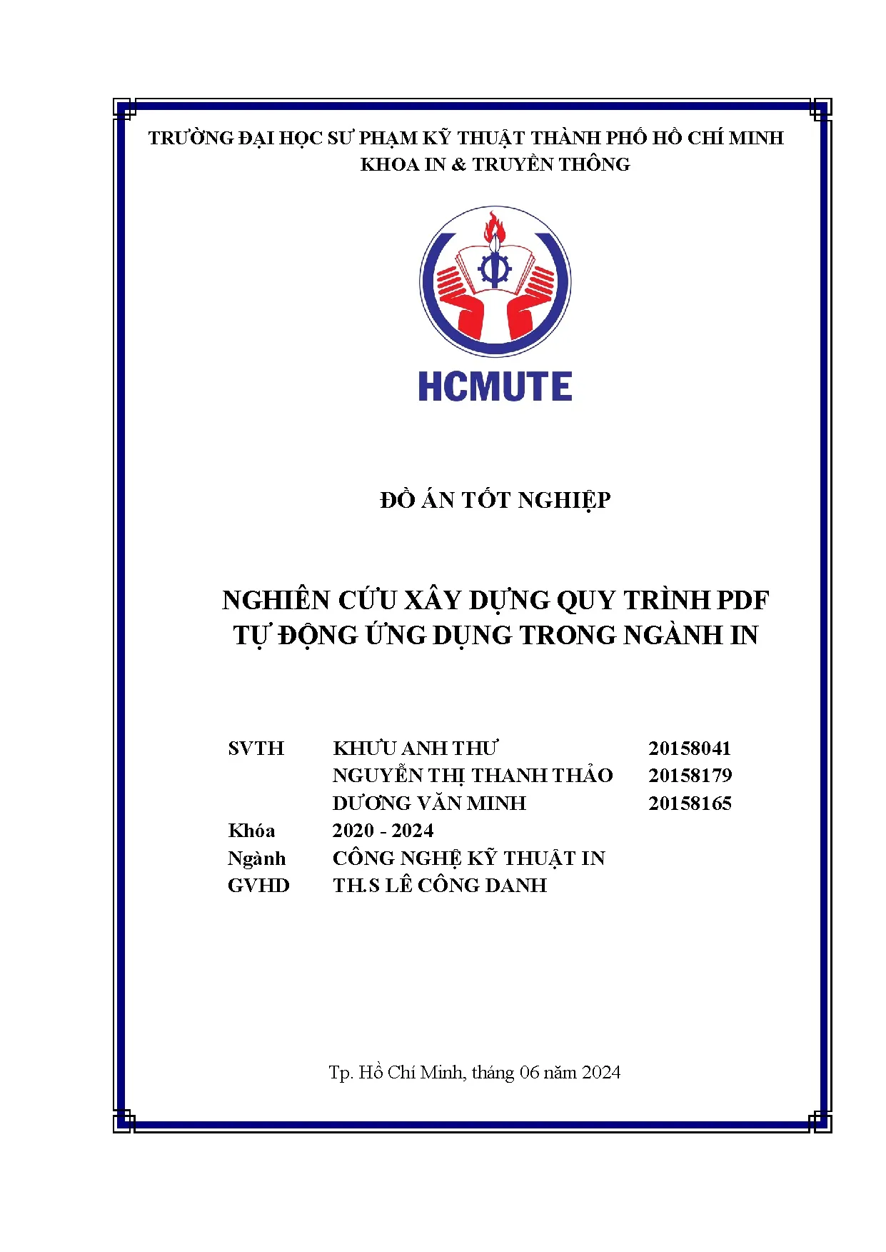 Đồ án tốt nghiệp - Nghiên cứu xây dựng quy trình PDF tự động ứng dụng trong ngành in