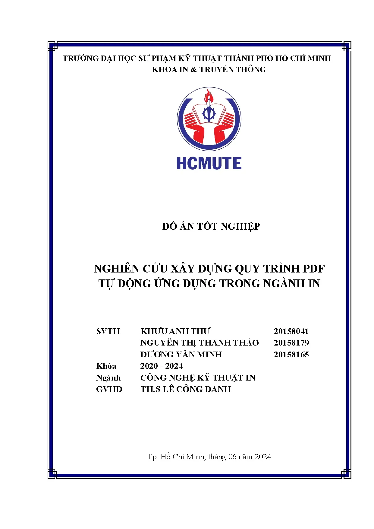 Đồ án tốt nghiệp - Nghiên cứu xây dựng quy trình PDF tự động ứng dụng trong ngành in - Trang 2