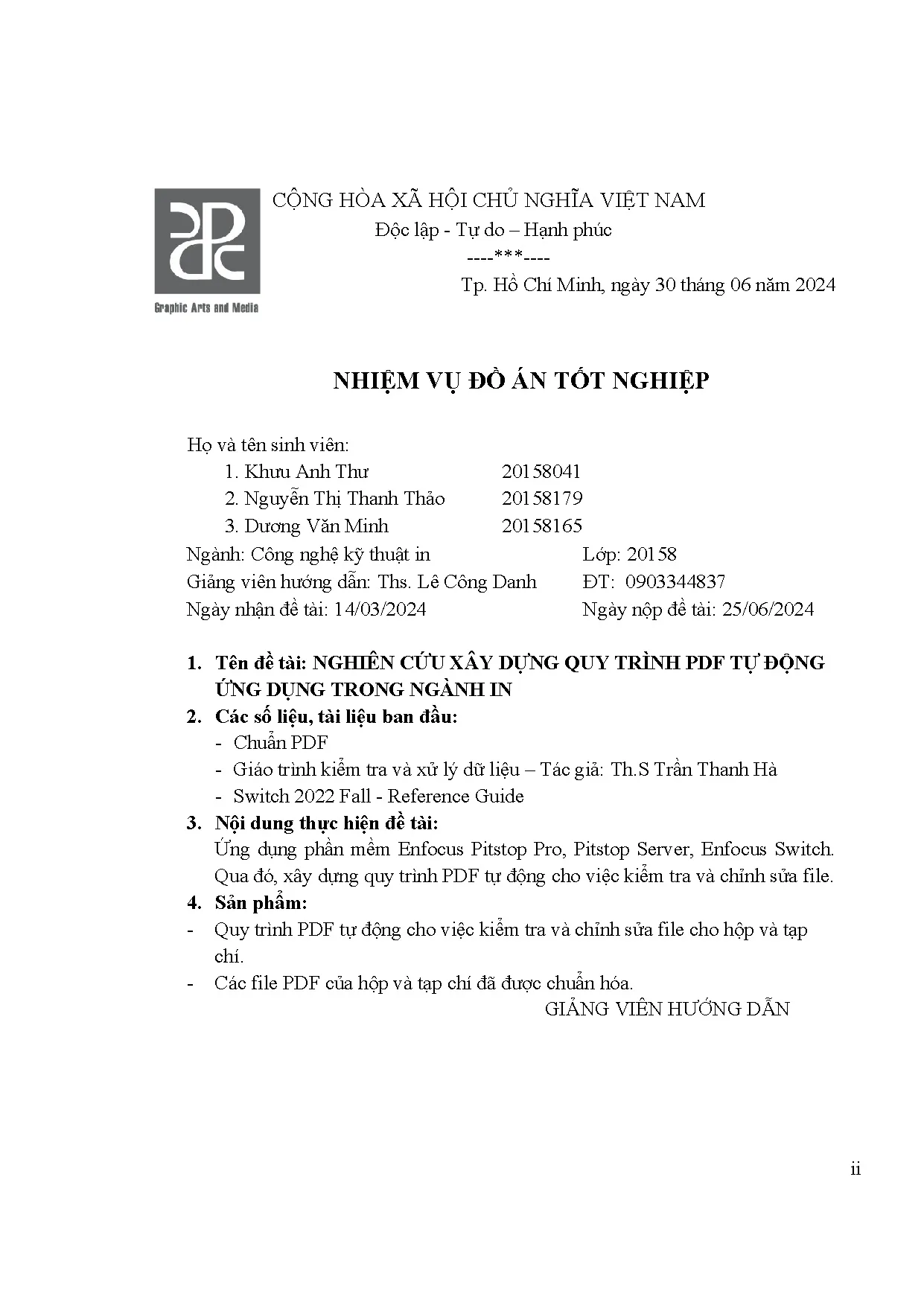 Đồ án tốt nghiệp - Nghiên cứu xây dựng quy trình PDF tự động ứng dụng trong ngành in - Trang 3