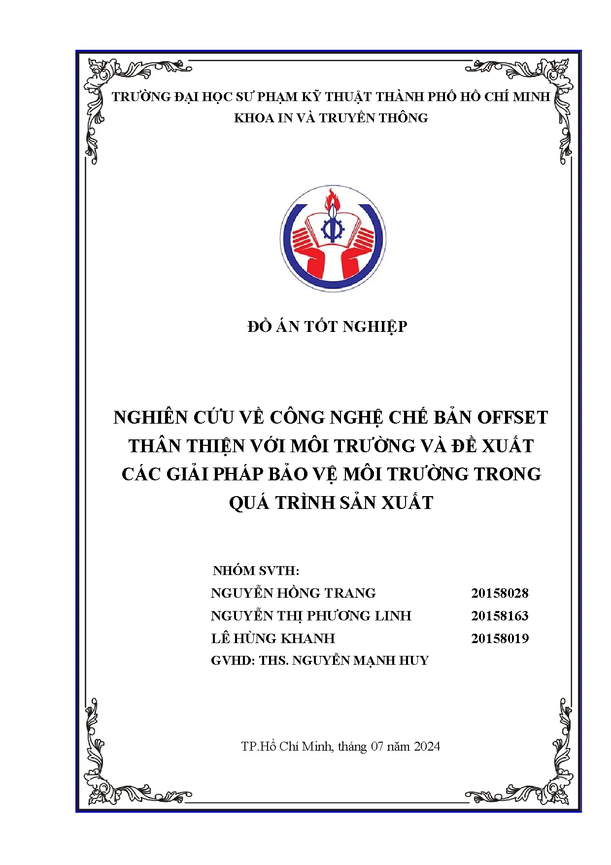 Đồ án tốt nghiệp - Nghiên cứu về công nghệ chế bản offset thân thiện với môi trường VĐXCGPBVMTTQTSX