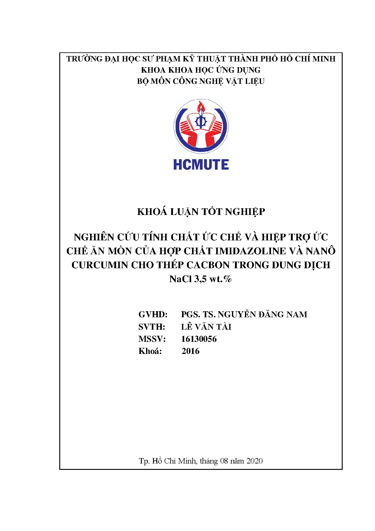 Đồ án tốt nghiệp - Nghiên cứu tính chất ức chế và hiệp trợ ức chế ăn mòn của hợp chất IVNCCTC .