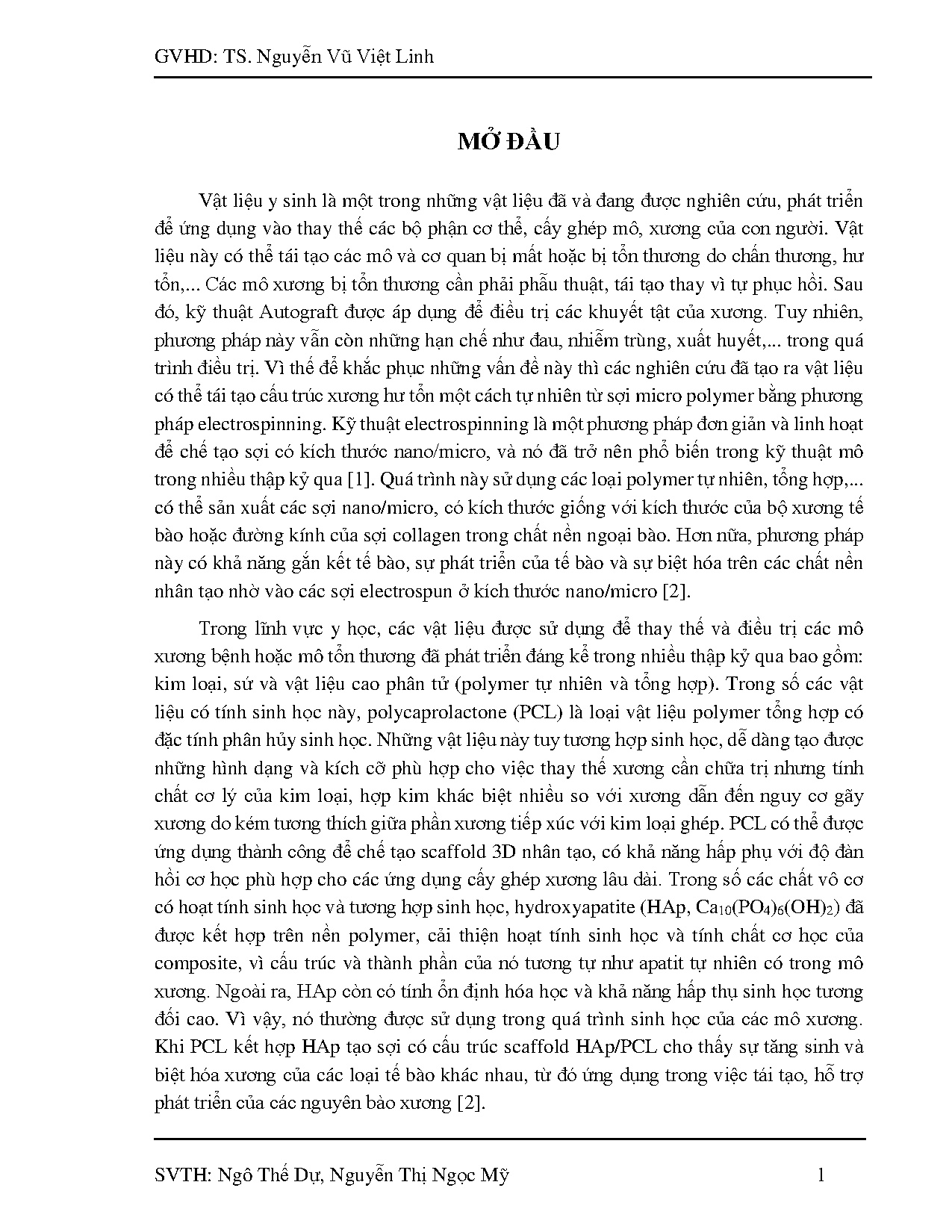 Đồ án tốt nghiệp - Nghiên cứu chế tạo sợi Electrospun polycaprolactone chứa Hydroxy apatite ỨDTSTTX - Trang 21