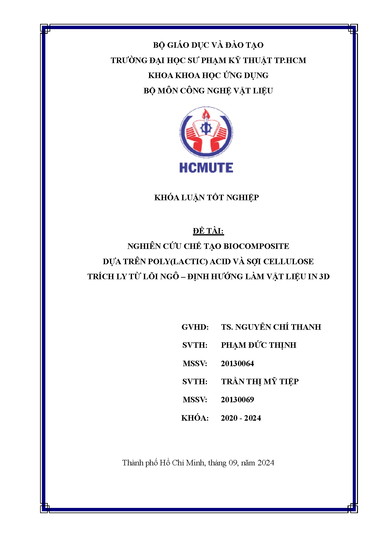 Đồ án tốt nghiệp - Nghiên cứu chế tạo biocomposite dựa trên Poly (Lactic) Acid và sợi CTLTLNHLVLI 3