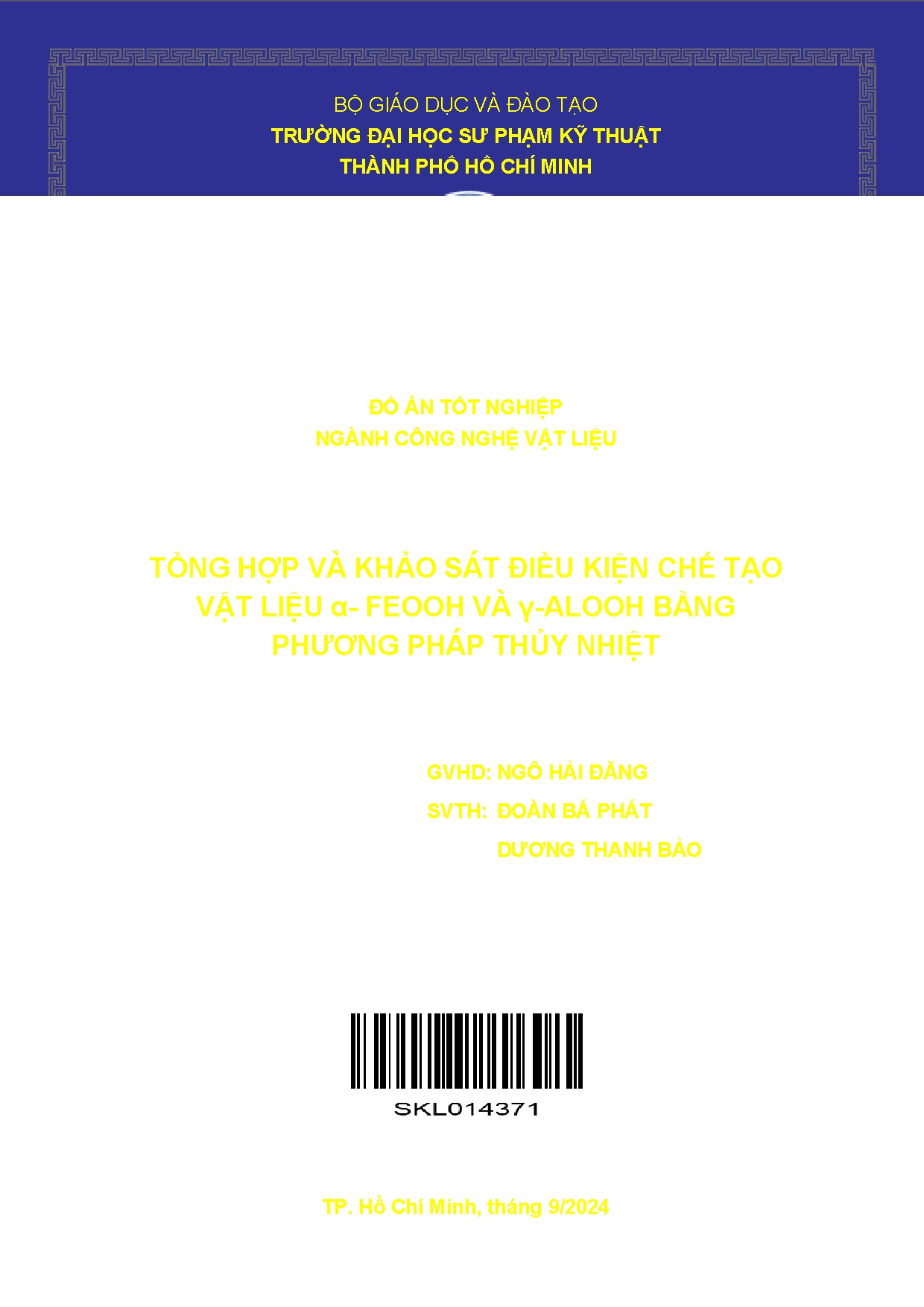 Đồ án tốt nghiệp - Tổng hợp và khảo sát điều kiện chế tạo vật liệu α- FeOOH và γ-AlOOH bằng PPTN