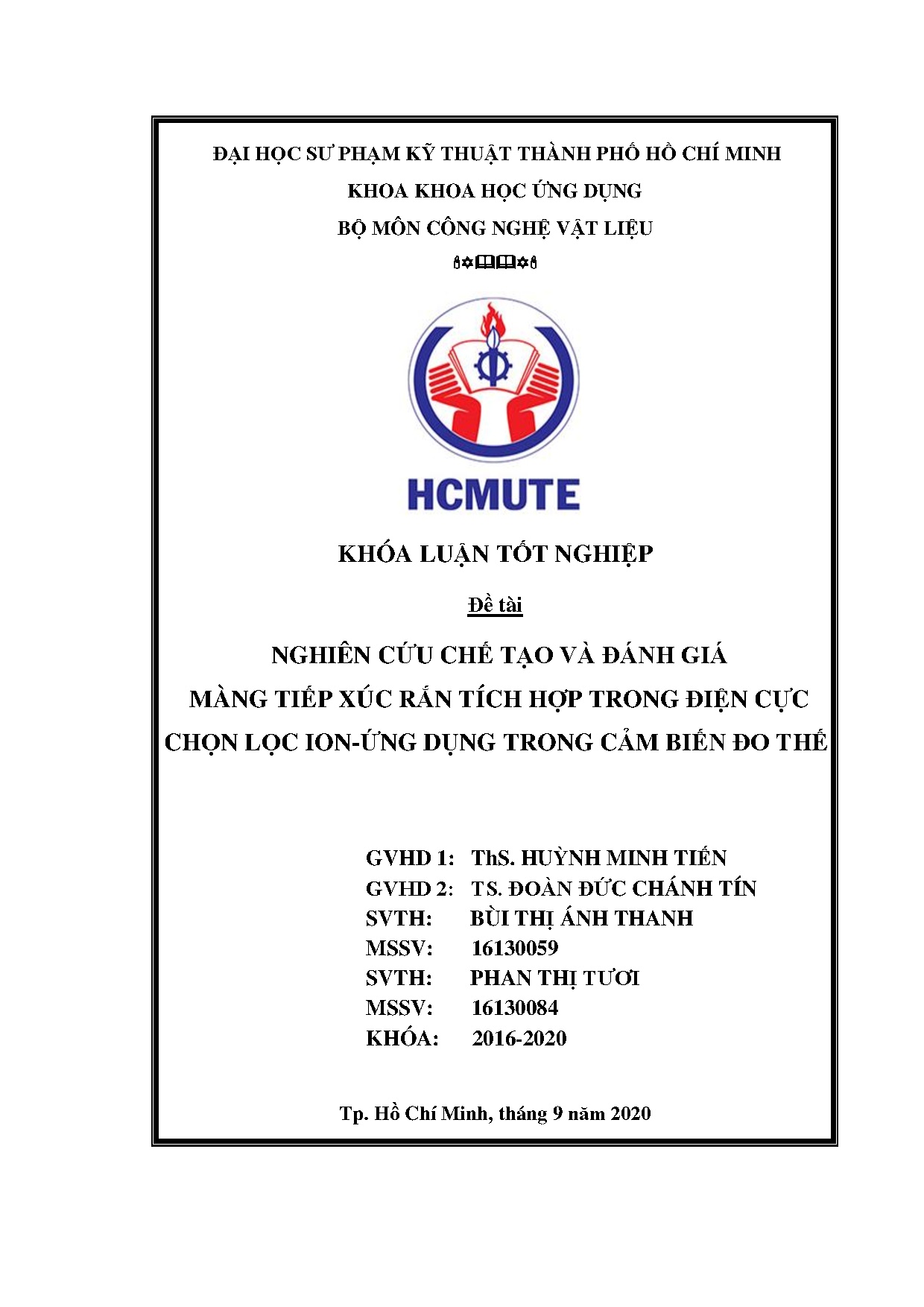 Đồ án tốt nghiệp - Nghiên cứu chế tạo và đánh giá màng tiếp xúc rắn tích hợp trong ĐCCLI - ỨDTT c .