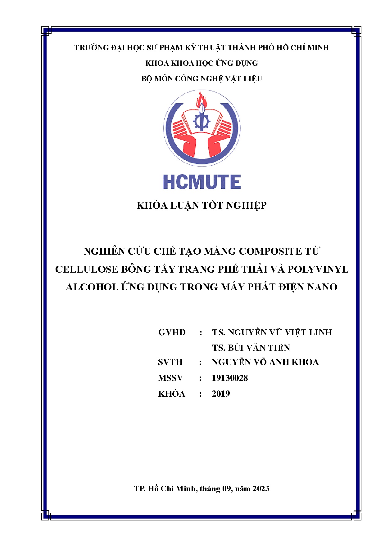 Đồ án tốt nghiệp - Nghiên cứu chế tạo màng composite từ celluslose bông tẩy trang phế TVPAỨDTMPĐN