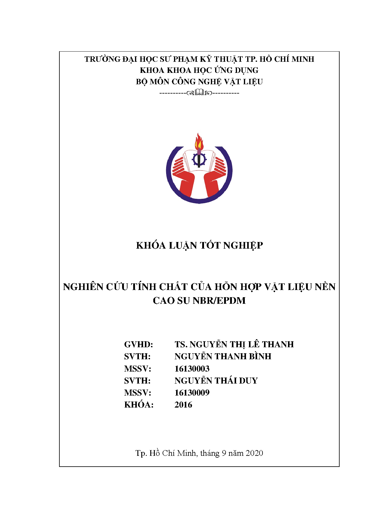 Đồ án tốt nghiệp - Nghiên cứu tính chất của hỗn hợp vật liệu nền cao su NBR/EPDM