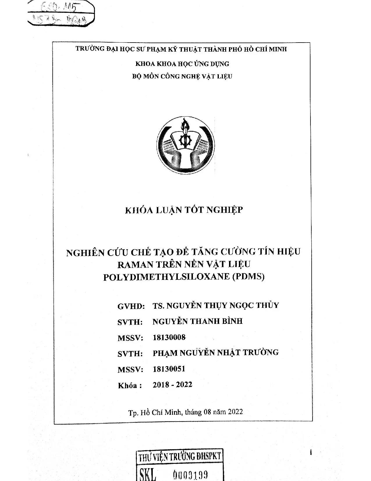 Đồ án tốt nghiệp - Nghiên cứu chế tạo để tằng cường tín hiệu Raman trên nền vật liệu P (