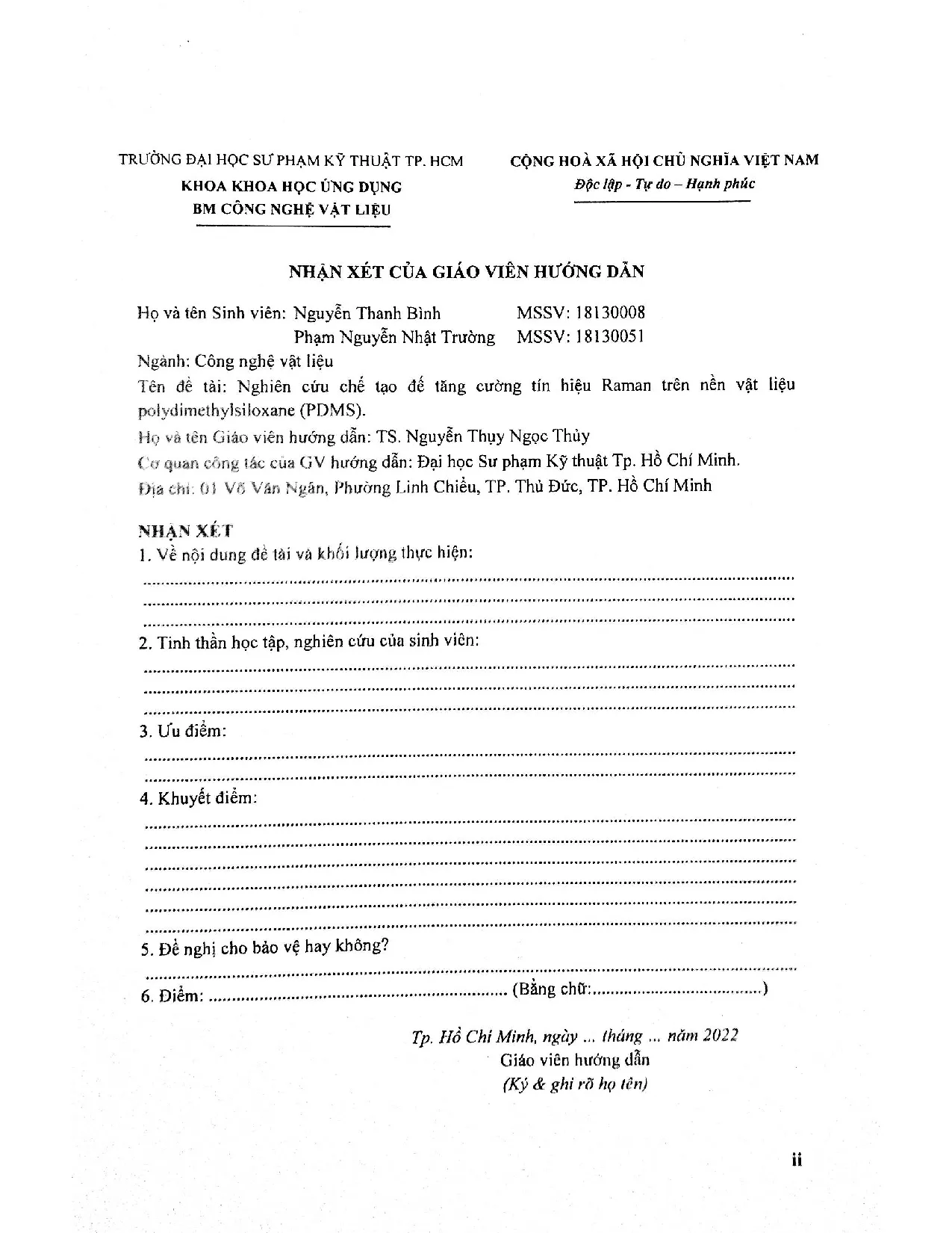 Đồ án tốt nghiệp - Nghiên cứu chế tạo để tằng cường tín hiệu Raman trên nền vật liệu P ( - Trang 2