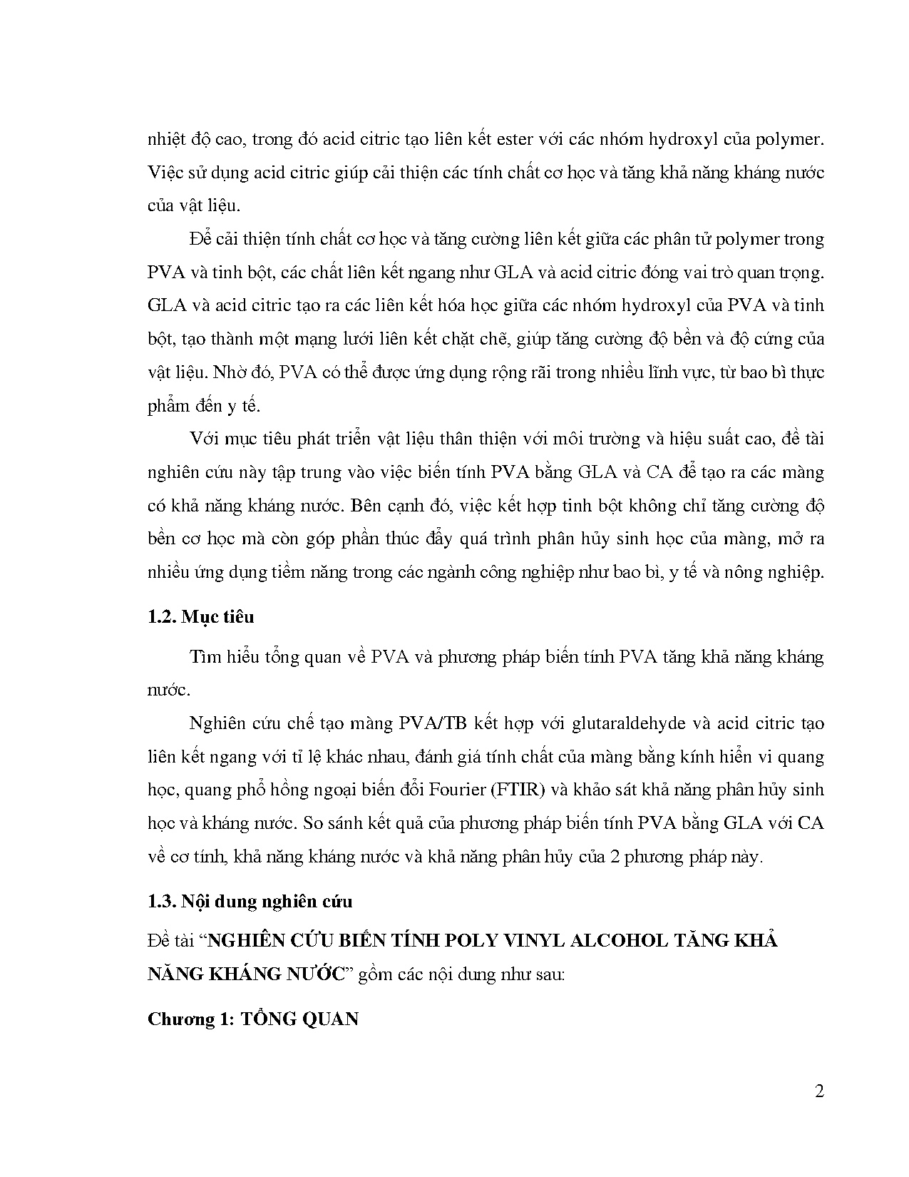 Đồ án tốt nghiệp - Nghiên cứu biến tính Poly Vinyl Alcohol tăng khả năng chịu nước - Trang 20