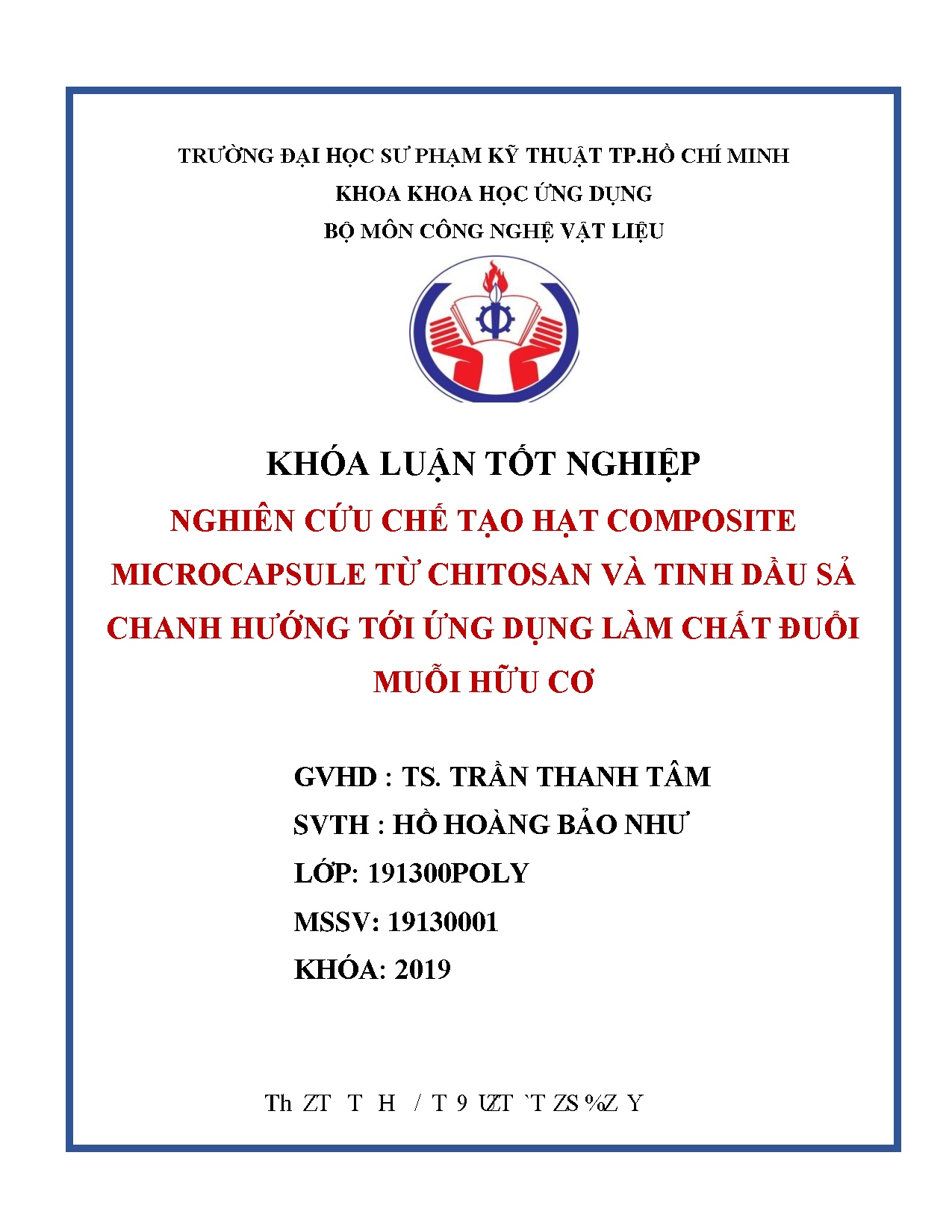 Đồ án tốt nghiệp - Nghiên cứu chế tạo hạt composite microcapsule từ chitosan và tinh DSCHTỨDLCĐMHC