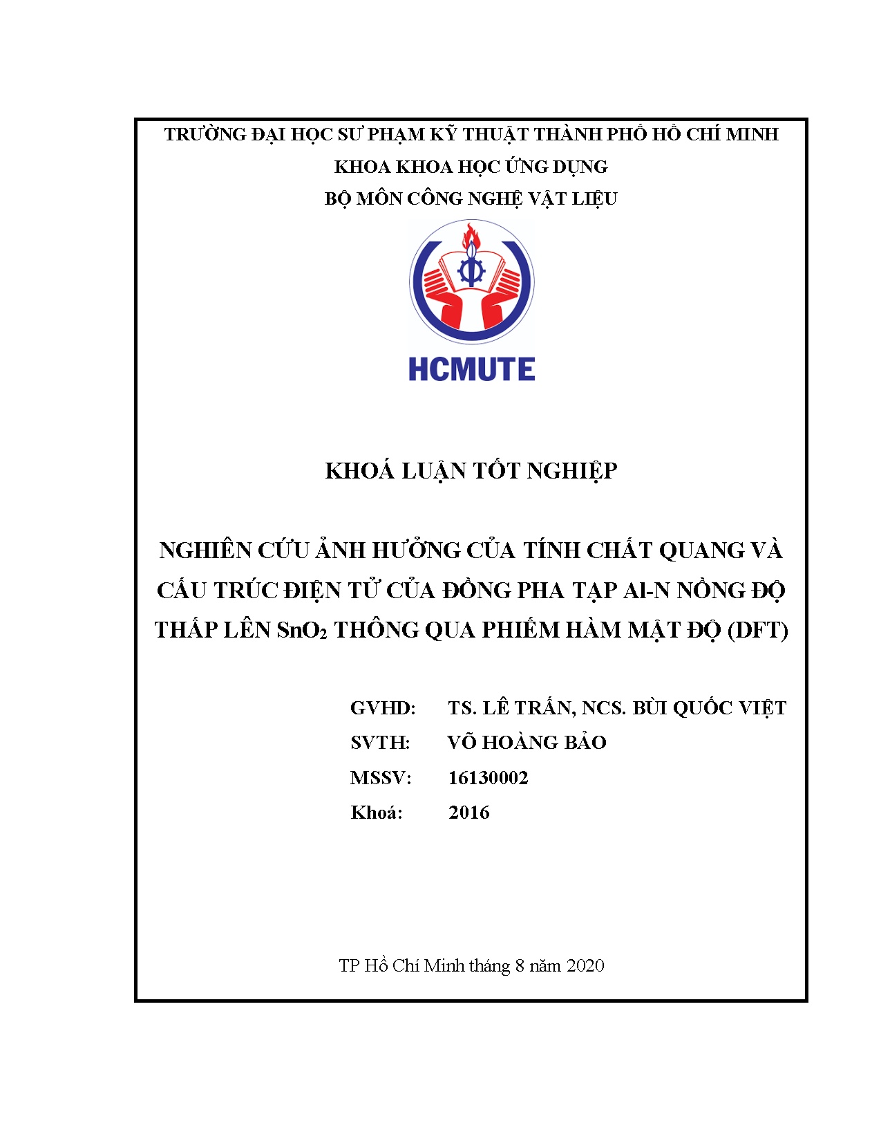 Đồ án tốt nghiệp - Nghiên cứu ảnh hưởng của tính chất quang và cấu trúc điện tử của đồng PTANĐTLST .