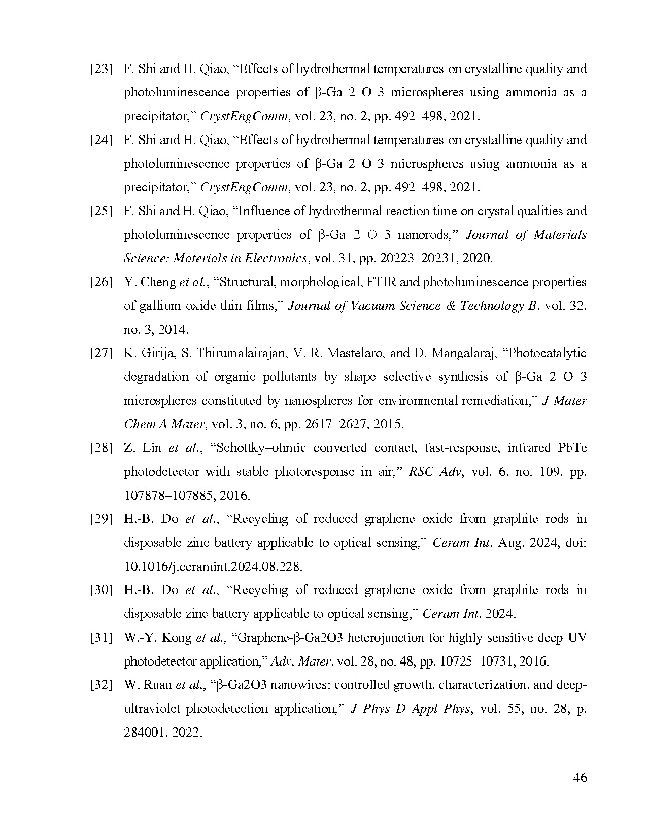 Đồ án tốt nghiệp - Tổng hợp vật liệu Gallium Oxide bằng phương pháp thủy nhiệt ứng dụng cho cảm BQH - Trang 62