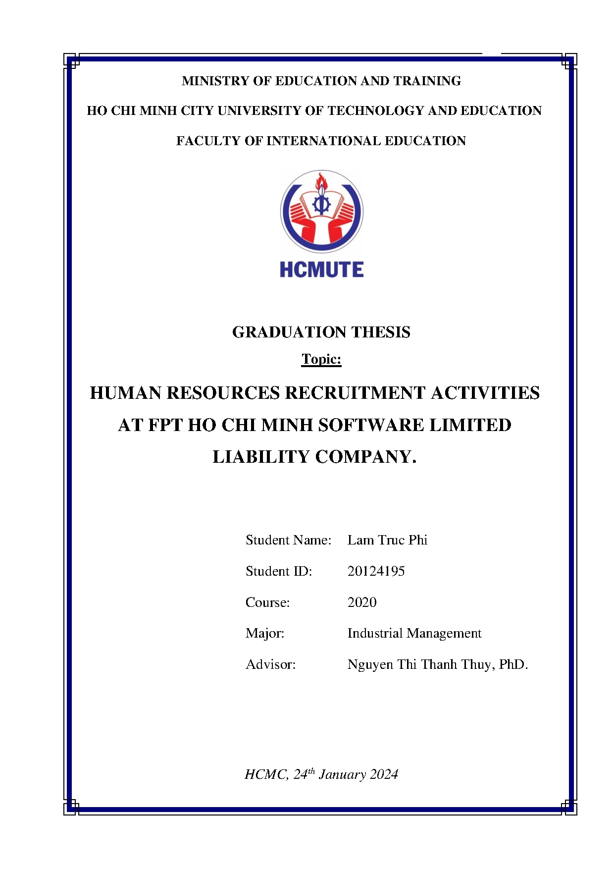 Đồ án tốt nghiệp - Human resources recruitment activities at FPT Ho Chi Minh software limited LC