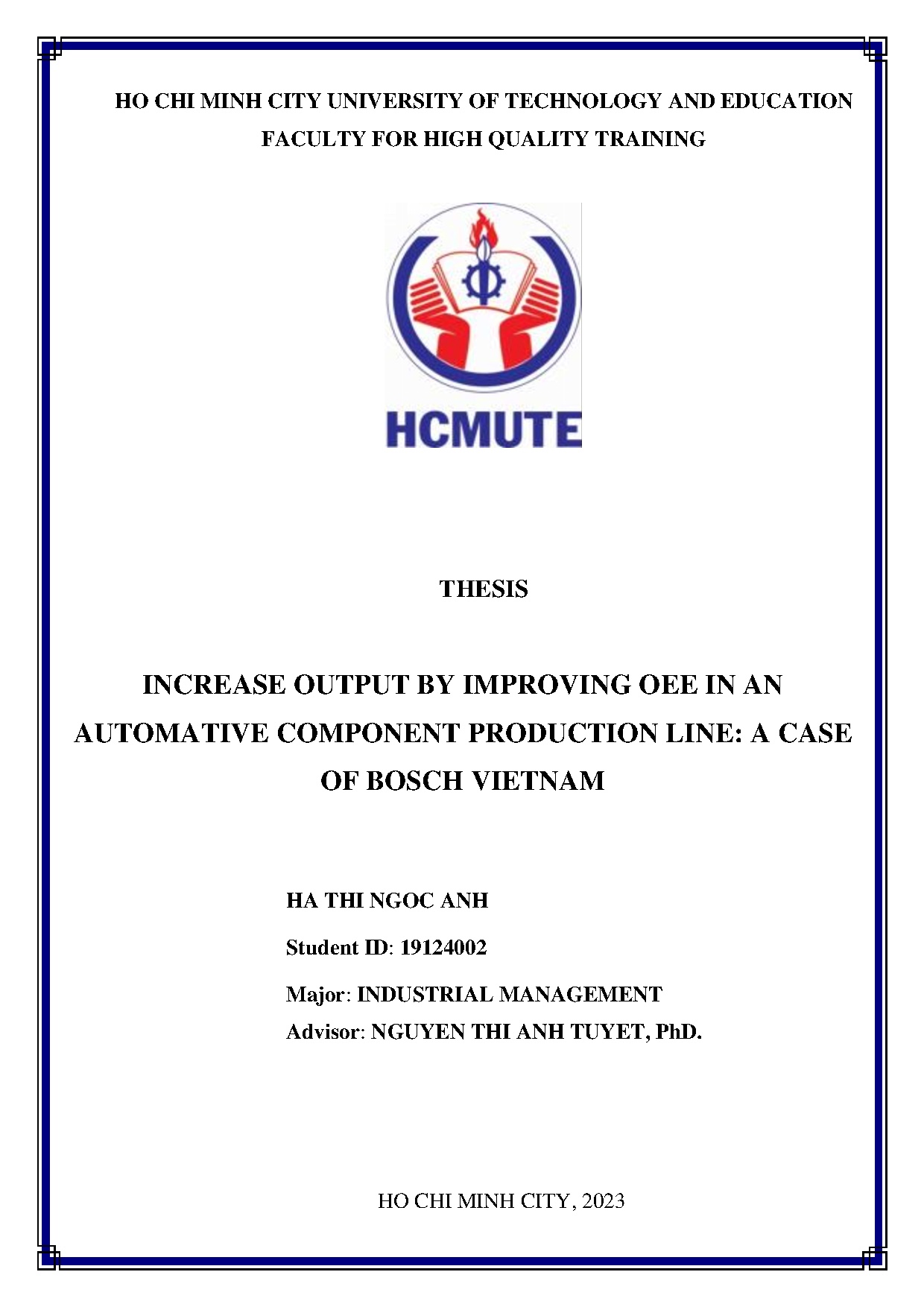 Đồ án tốt nghiệp - Increase output by improving OEE in an automative component production LACOBV