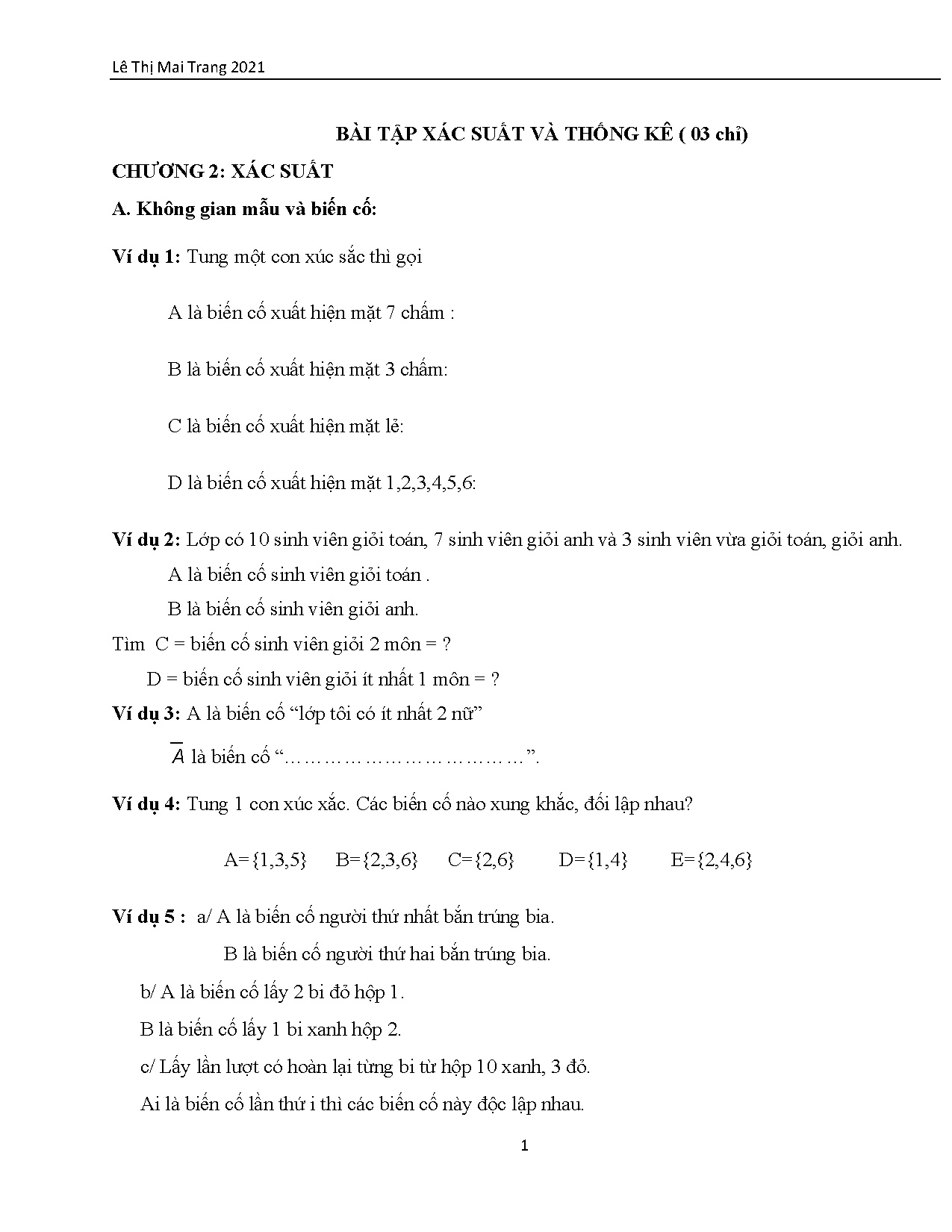 Tổng hợp bài tập xác suất thống kê các năm và đáp án