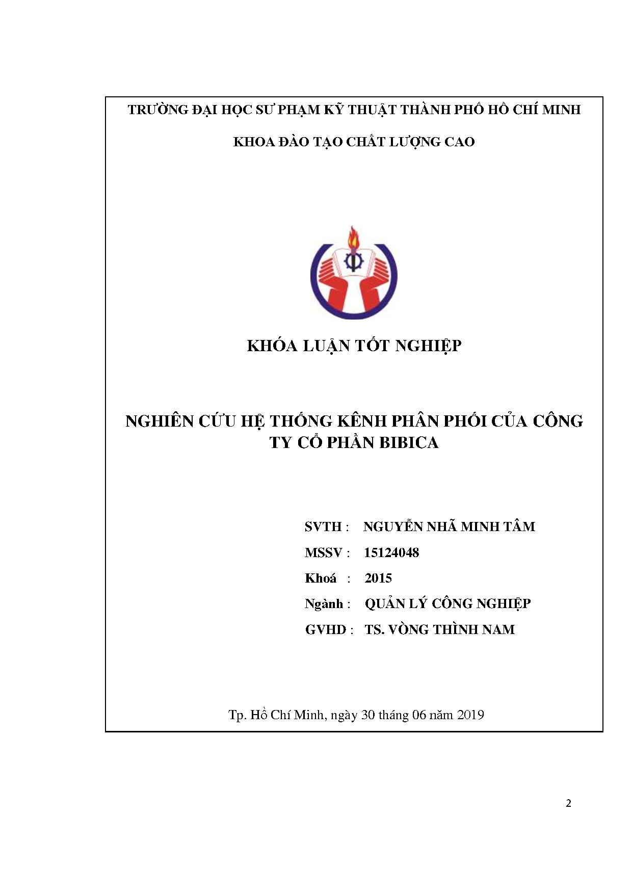 Đồ án tốt nghiệp - Nghiên cứu hệ thống kênh phân phối của công ty cổ phần Bibica