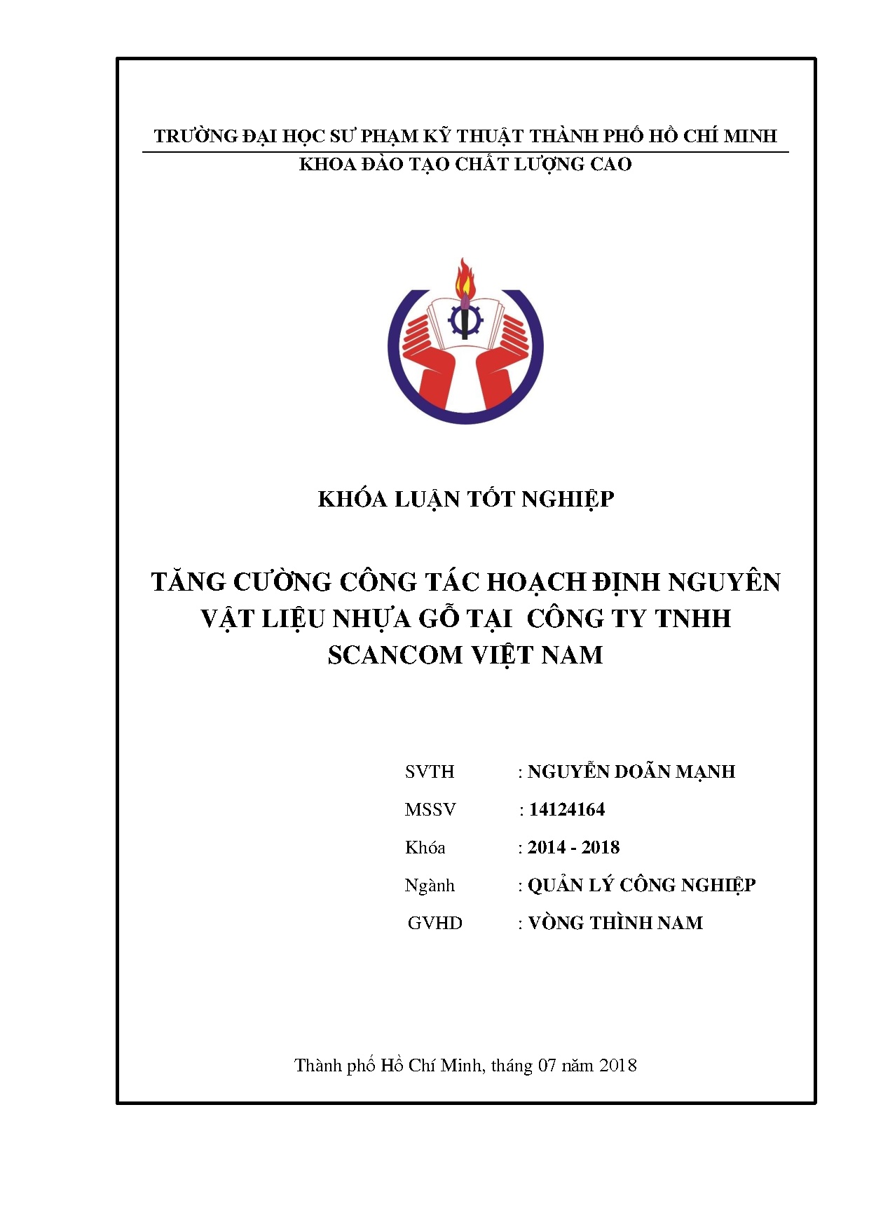 Đồ án tốt nghiệp - Tăng cường công tác hoạch định nguyên vật liệu nhựa gỗ tại Công ty TNHH SVN