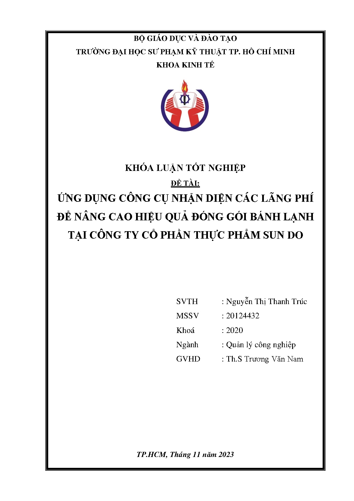Đồ án tốt nghiệp - Ứng dụng công cụ nhận diện các lãng phí để nâng cao hiệu quả đóng gói BLTCTCPTPSD