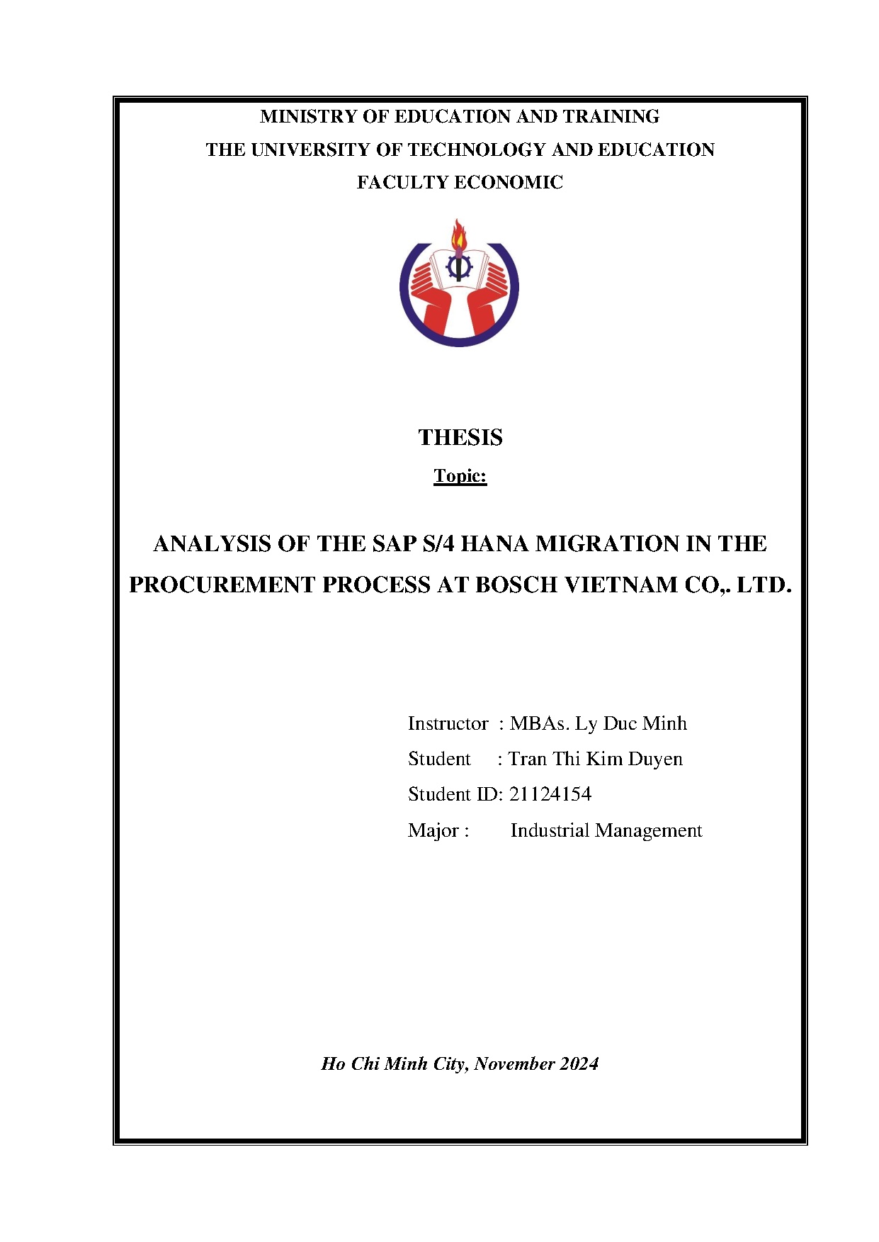 Đồ án tốt nghiệp - Analysis of the SAP S/4 HANA migration in the procurement process at Bosch VCL
