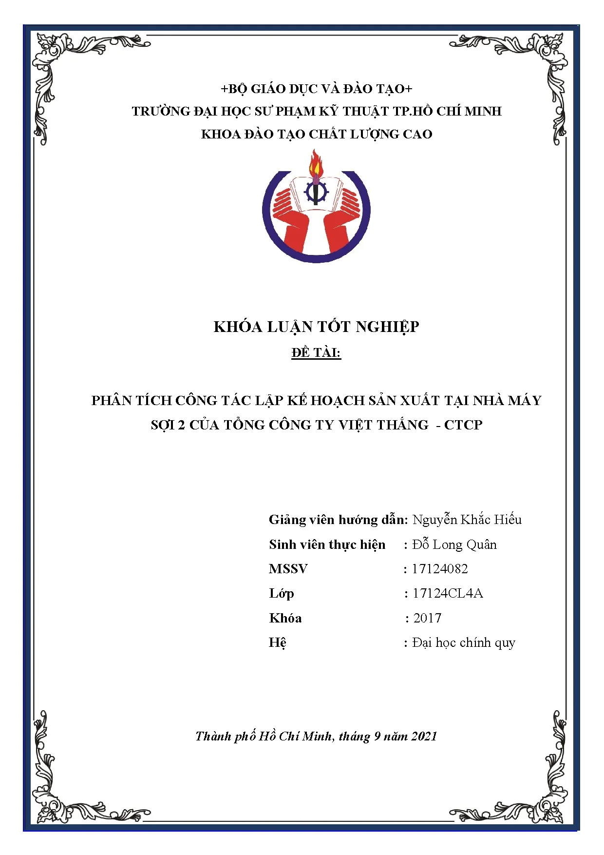 Đồ án tốt nghiệp - Phân tích công tác lập kế hoạch sản xuất tại Nhà máy sợi 2 của Tổng công TVT - C