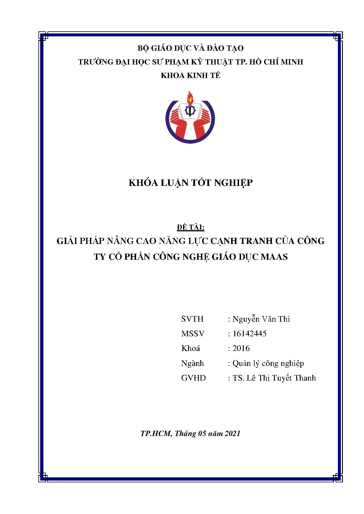 Đồ án tốt nghiệp - Giải pháp nâng cao năng lực cạnh tranh của Công ty cổ phần công nghệ giáo dục M