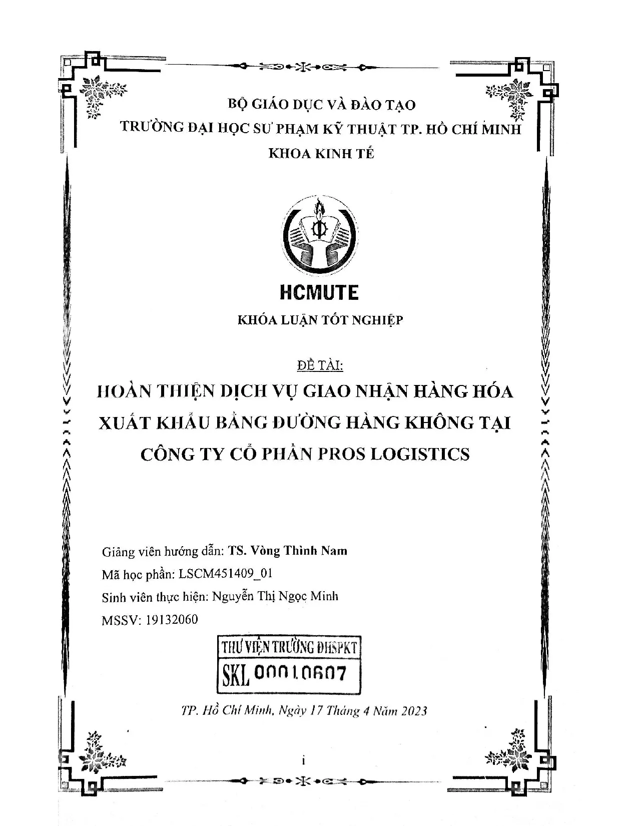Đồ án tốt nghiệp - Hoàn thiện dịch vụ giao nhận hàng hóa xuất khẩu bằng đường hàng không tại CTCPPL