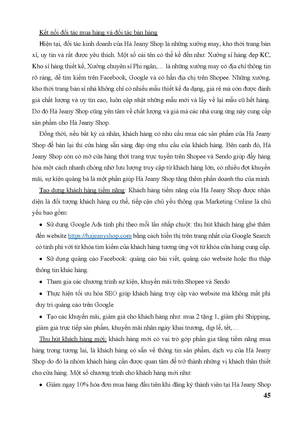Đồ án tốt nghiệp - Xây dựng website và TH chiến dịch Digital Marketing cho CH thời trang Hà Jeany - Trang 61