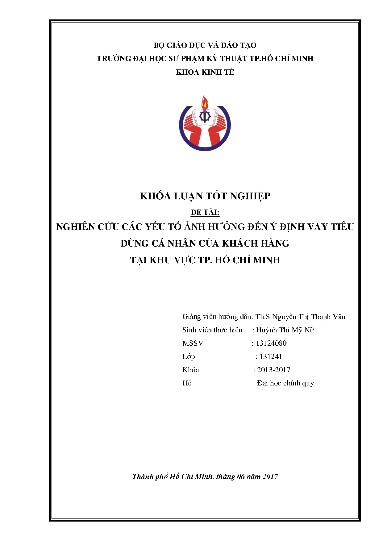 Đồ án tốt nghiệp - Nghiên cứu các yếu tố ảnh hưởng đến ý định vay tiêu dùng cá nhân của khách HTTHCM