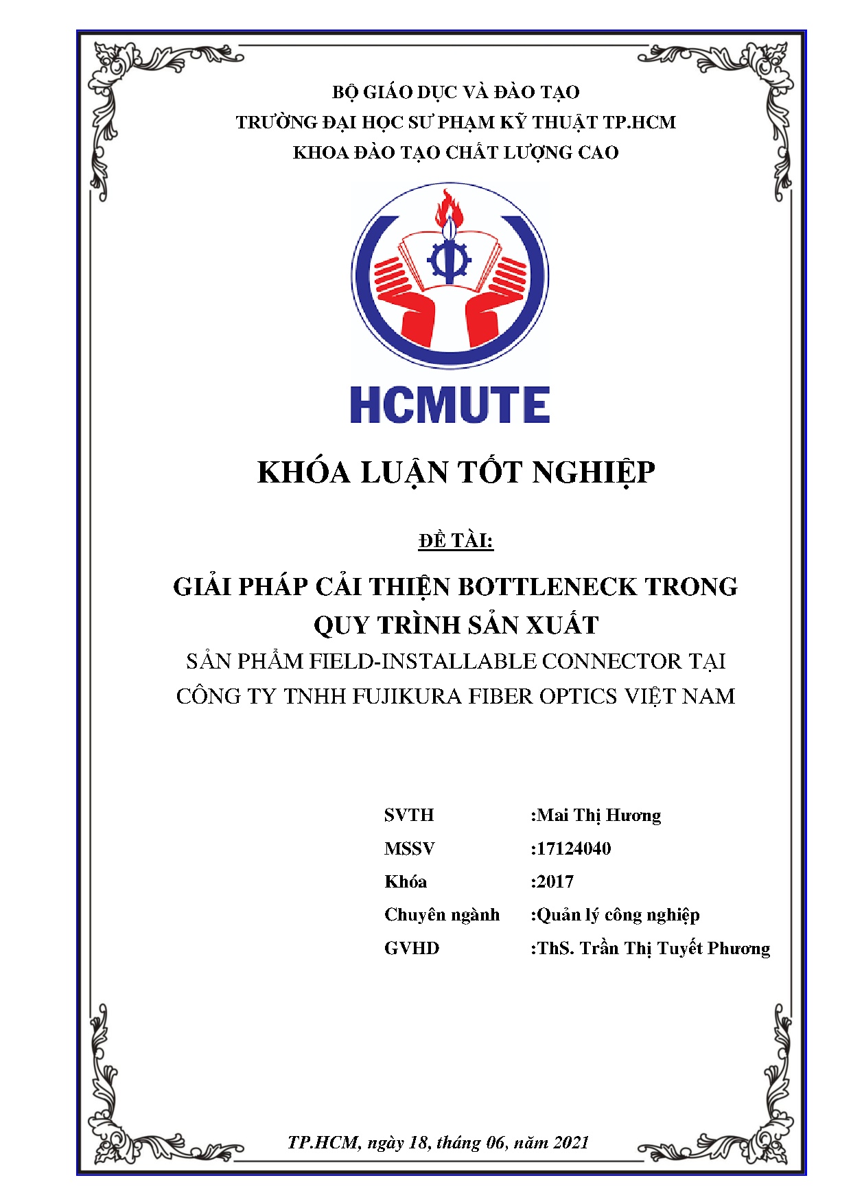 Đồ án tốt nghiệp - Giải pháp cải thiện Bottleneck trong quy trình sản xuất sản phẩm FCTCTTFFOVN